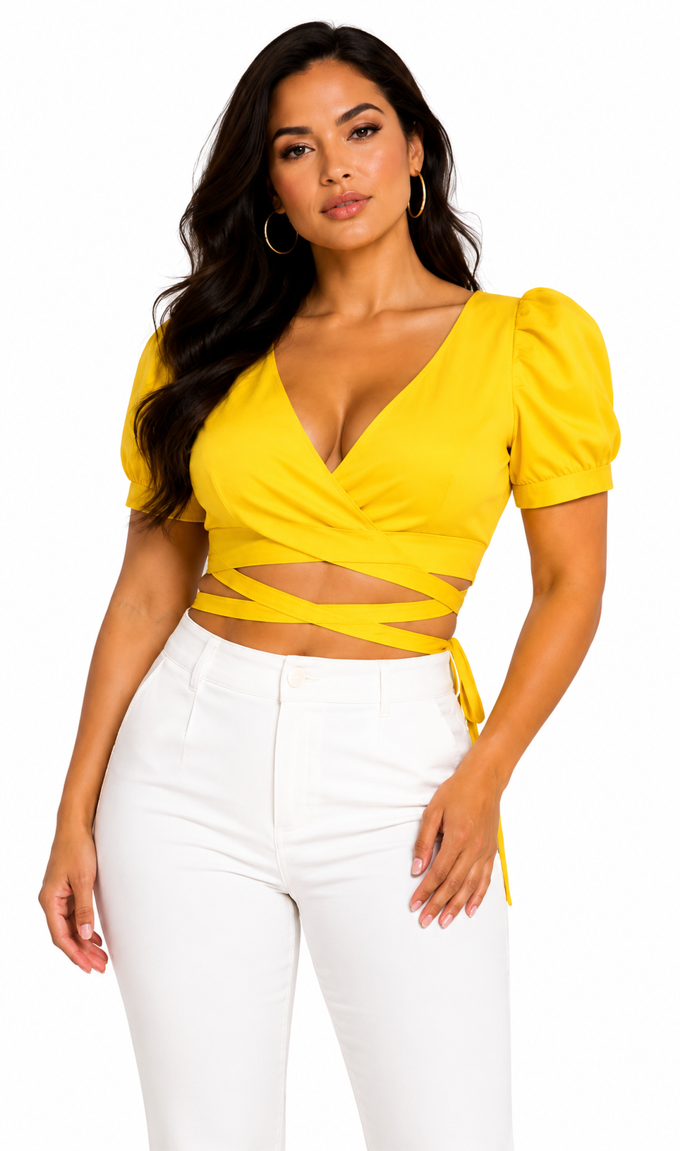 VALENCIA YELLOW WRAP TOP