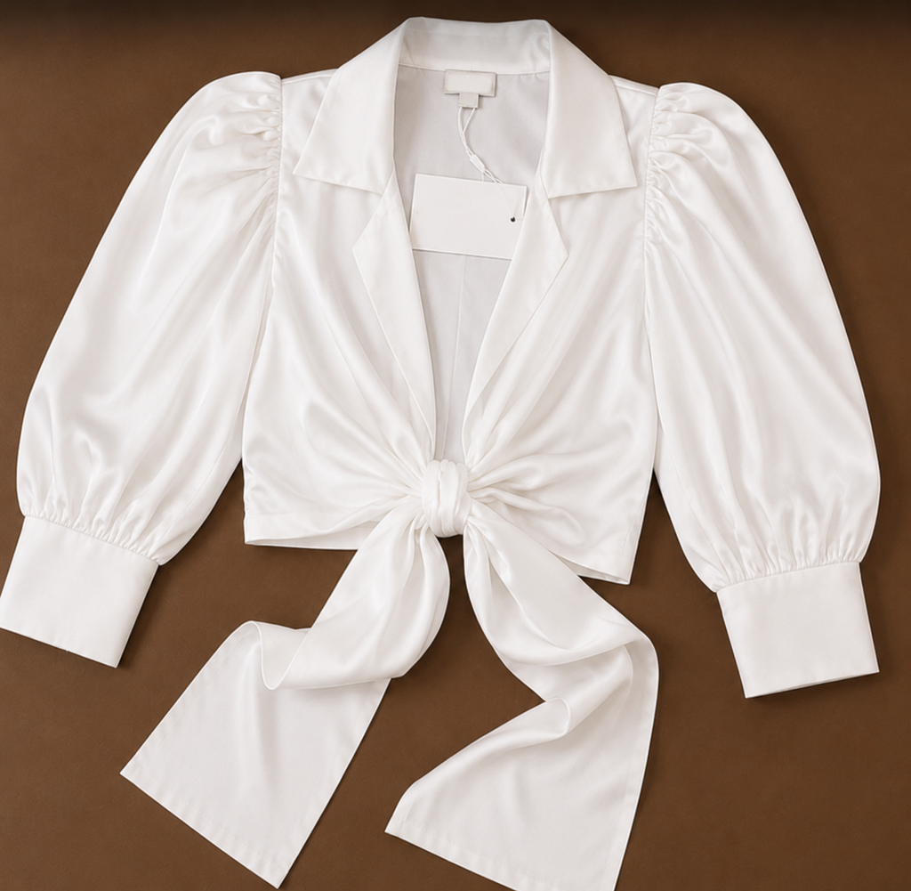 CLASSIC WHITE TIE-FRONT BLOUSE