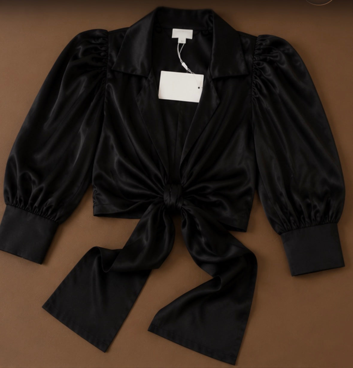 MIDNIGHT ELEGANCE TIE-FRONT BLOUSE