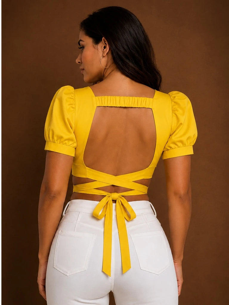 VALENCIA YELLOW WRAP TOP