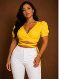 VALENCIA YELLOW WRAP TOP